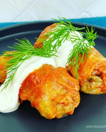 cabbage rolls with sour cream and dill
