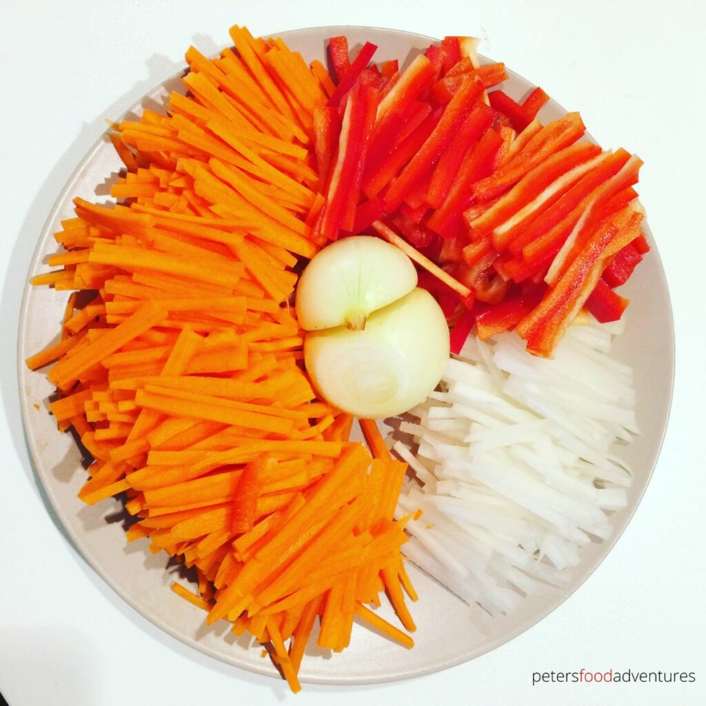 sliced vegetables in bowl