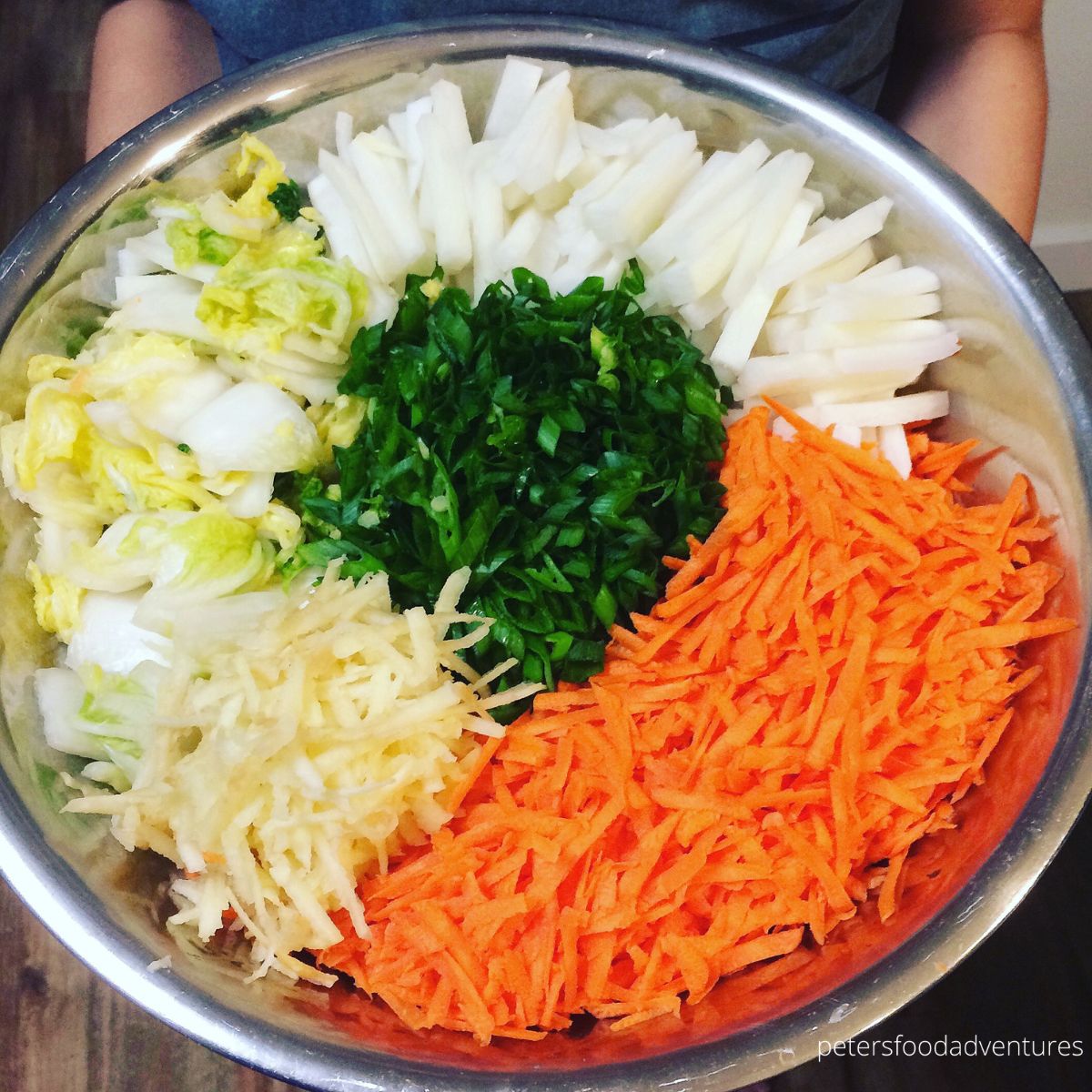 sliced vegetables for kimchi