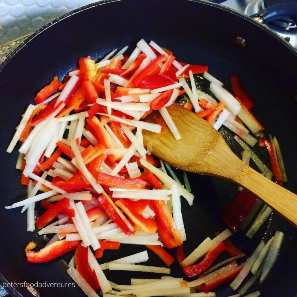stir fry daikon and peppers