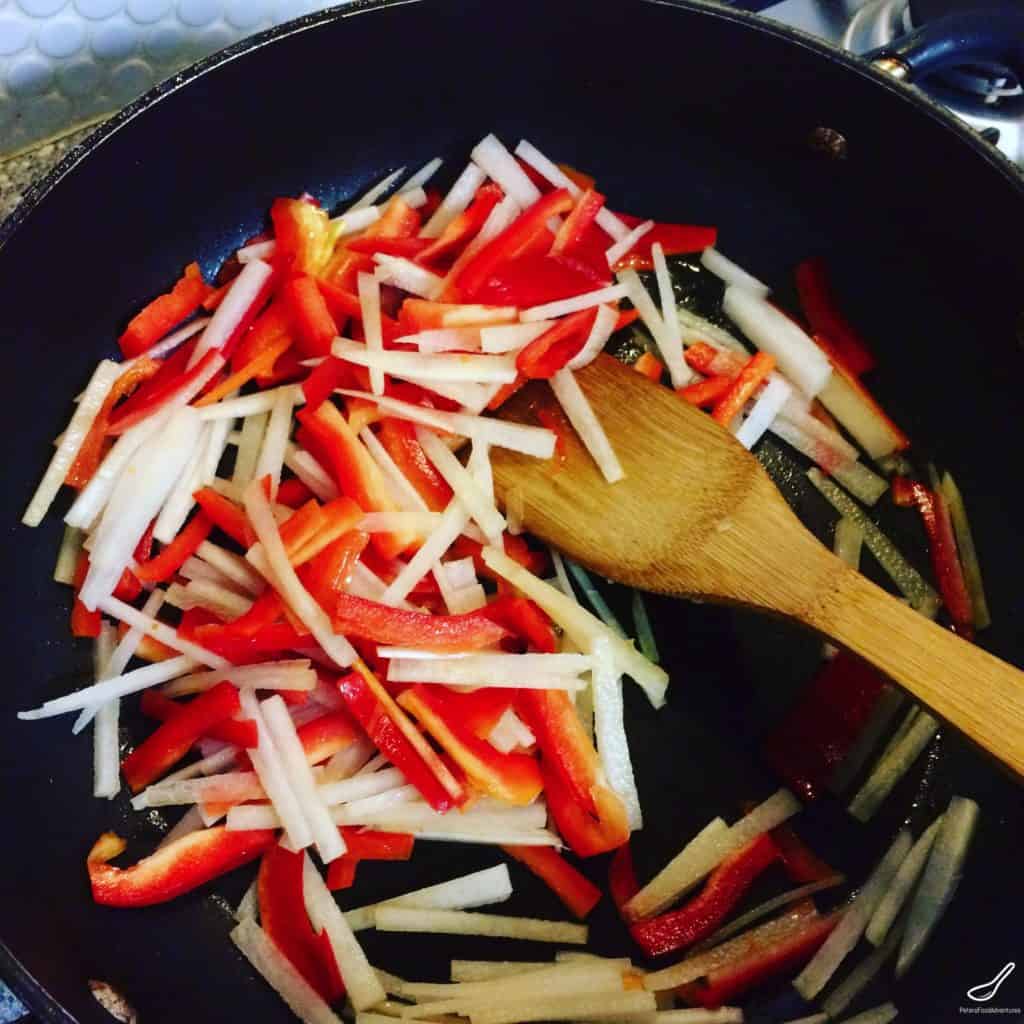 stir fry daikon and peppers