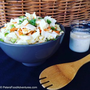 Try this delicious Easy Creamy Asian Coleslaw with Napa Cabbage and Cilantro and a quick homemade dressing. No ramen, no sesame, soy or mandarins. Coleslaw doesn't have to be average!