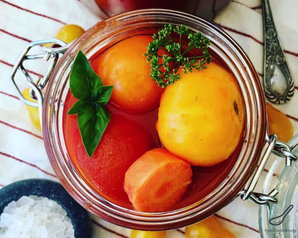 Marinated Tomatoes in a glass jar