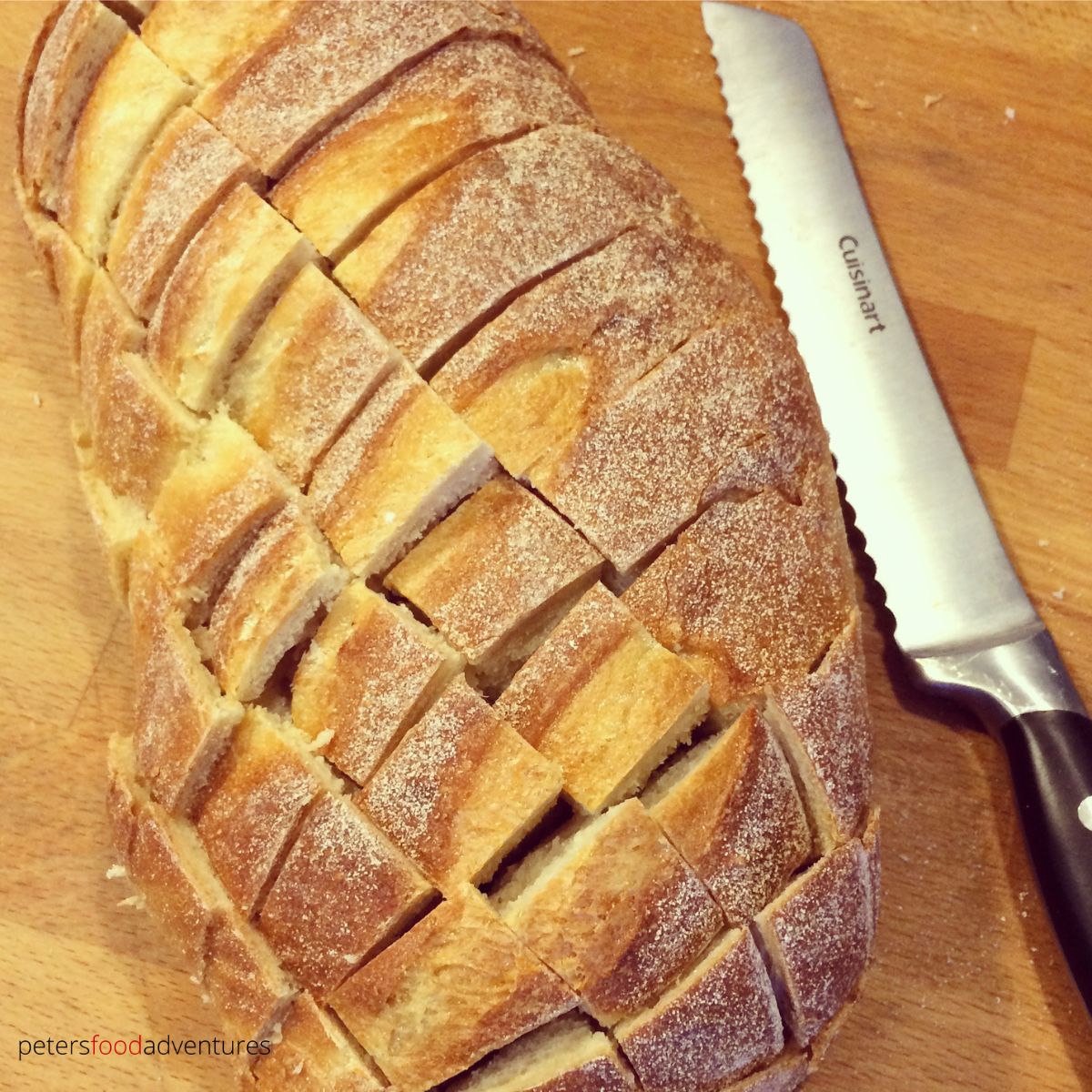 slicing bread into diagonals
