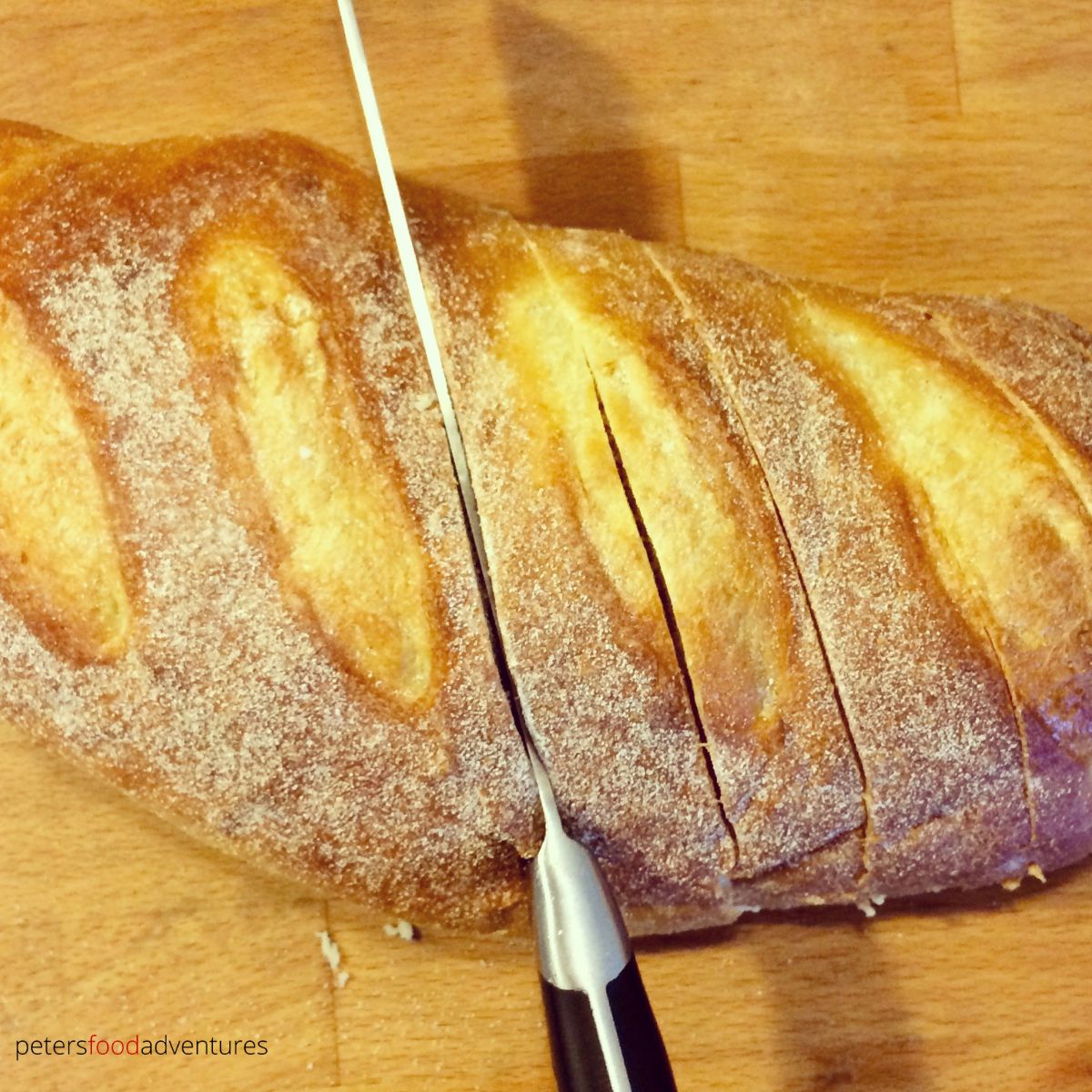 slicing bread loaf