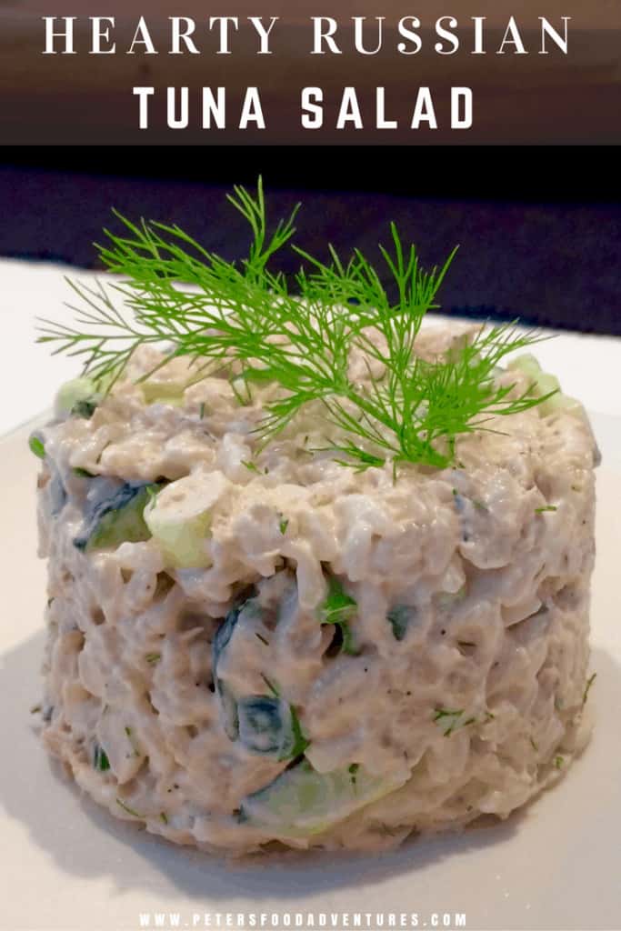 Russian salads aren't leafy, they're hearty! Russian Tuna Salad is perfect as a side salad, or even on a piece of rye bread!