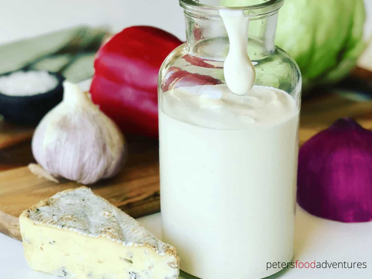 After trying this Homemade Blue Cheese Dressing Recipe, you'll never buy store-bought again. The best part is that it only takes 5 minutes to make! Perfect for salads, veggies or even on a baked potato.