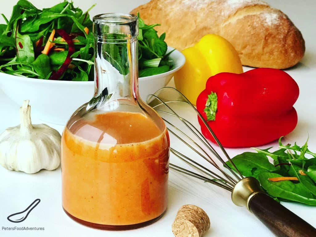 Homemade French Salad Dressing made in 2 easy steps. Made with regular pantry ingredients, preservative free. So tasty and tangy, I could almost drink it - Creamy French Dressing Recipe.
