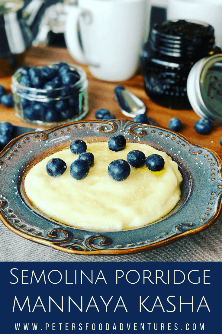 Semolina porridge in a bowl on a breakfast table