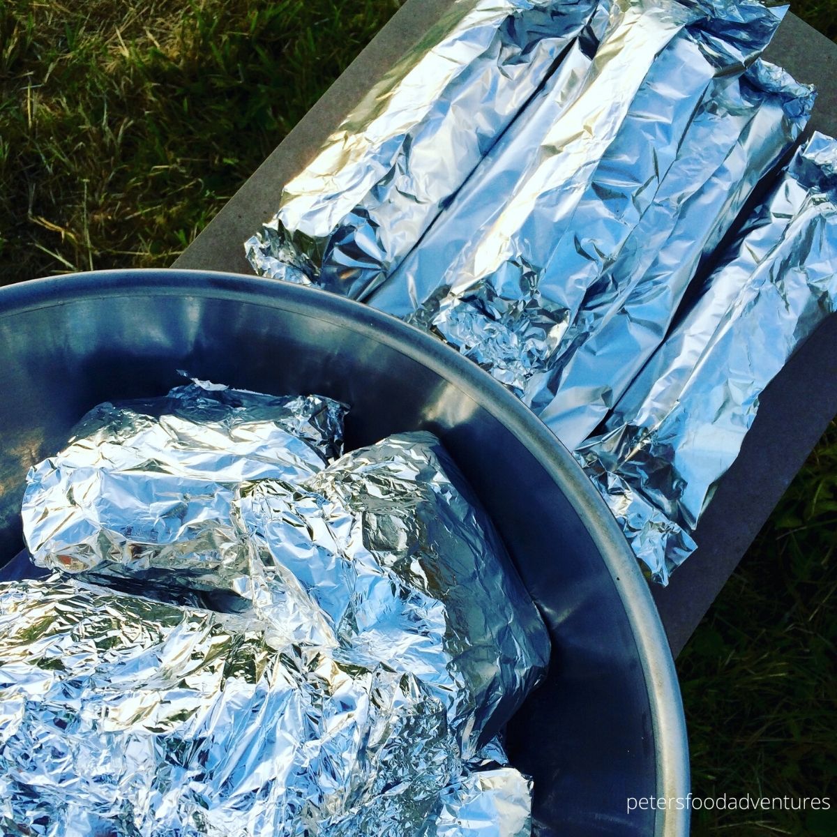 grilled foil packets in a bowl