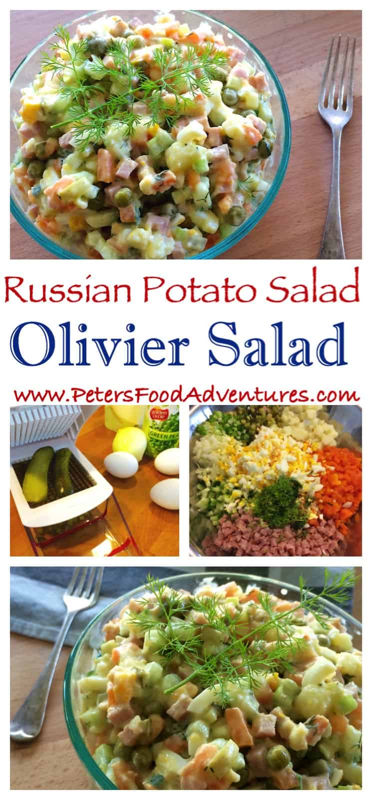 Olivye Salad is a delicious Russian Potato Salad that's popular around the world. Also known as Olivier, Ensaladilla rusa, Rus salatası, ρώσικη σαλάτα, bramborový salát and more. Olivier Salad Recipe (салат Оливье)