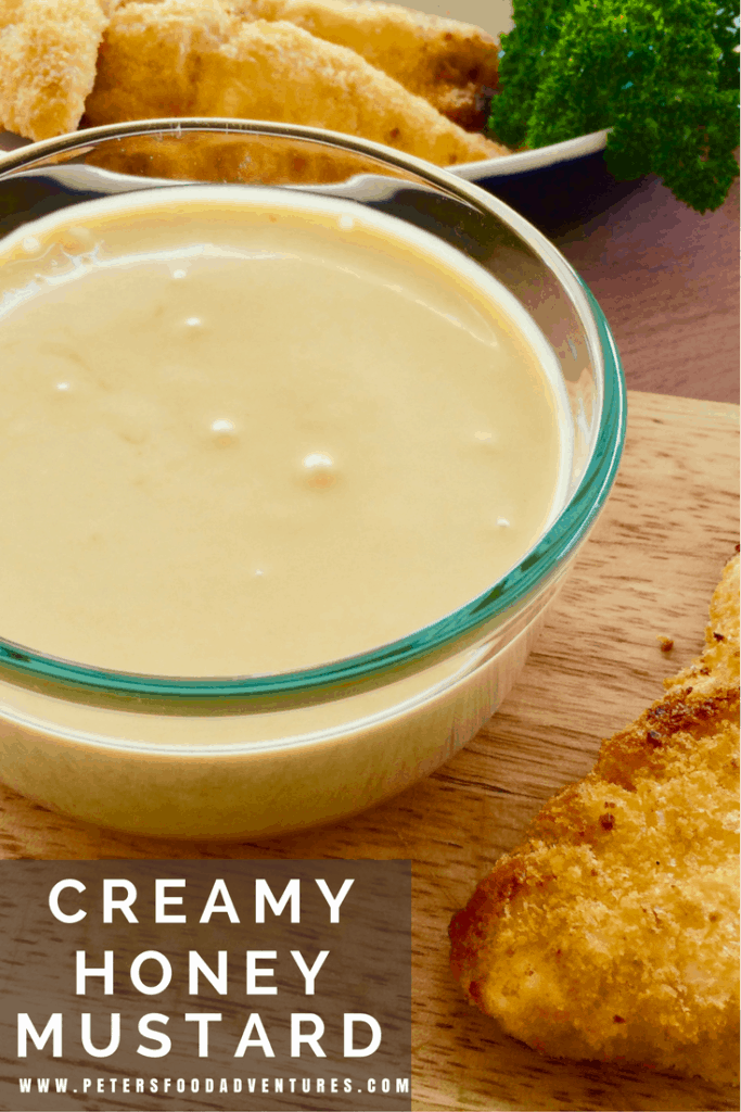 I could drink this stuff! A delicious homemade Creamy Honey Mustard Sauce Recipe with mayo, honey, mustard, sour cream, with a pinch of onion and garlic powder!
