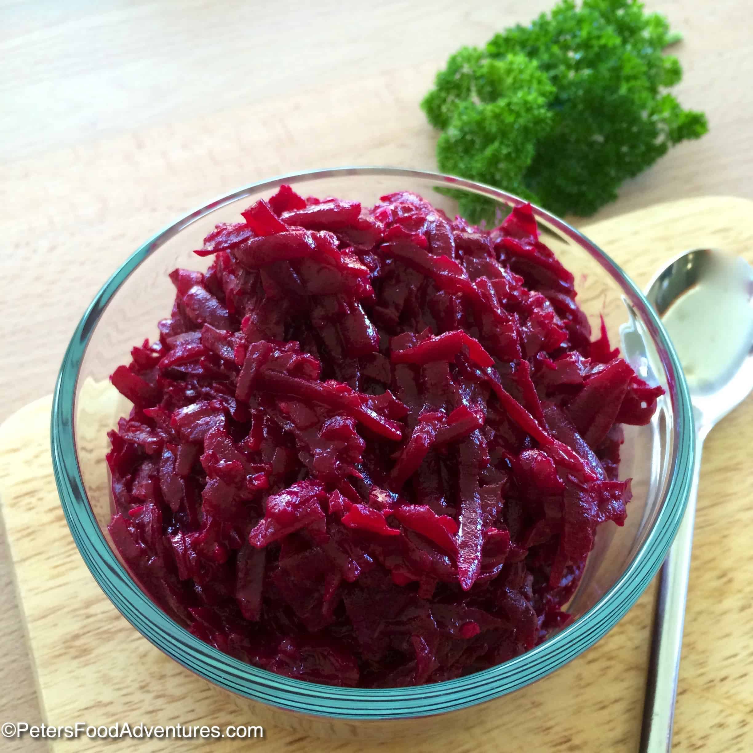 A tasty Russian condiment with a wasabi-like kick. How to make Hren Horseradish and Beets (Хрен со свеклой). Perfect with steak or smoked meats!