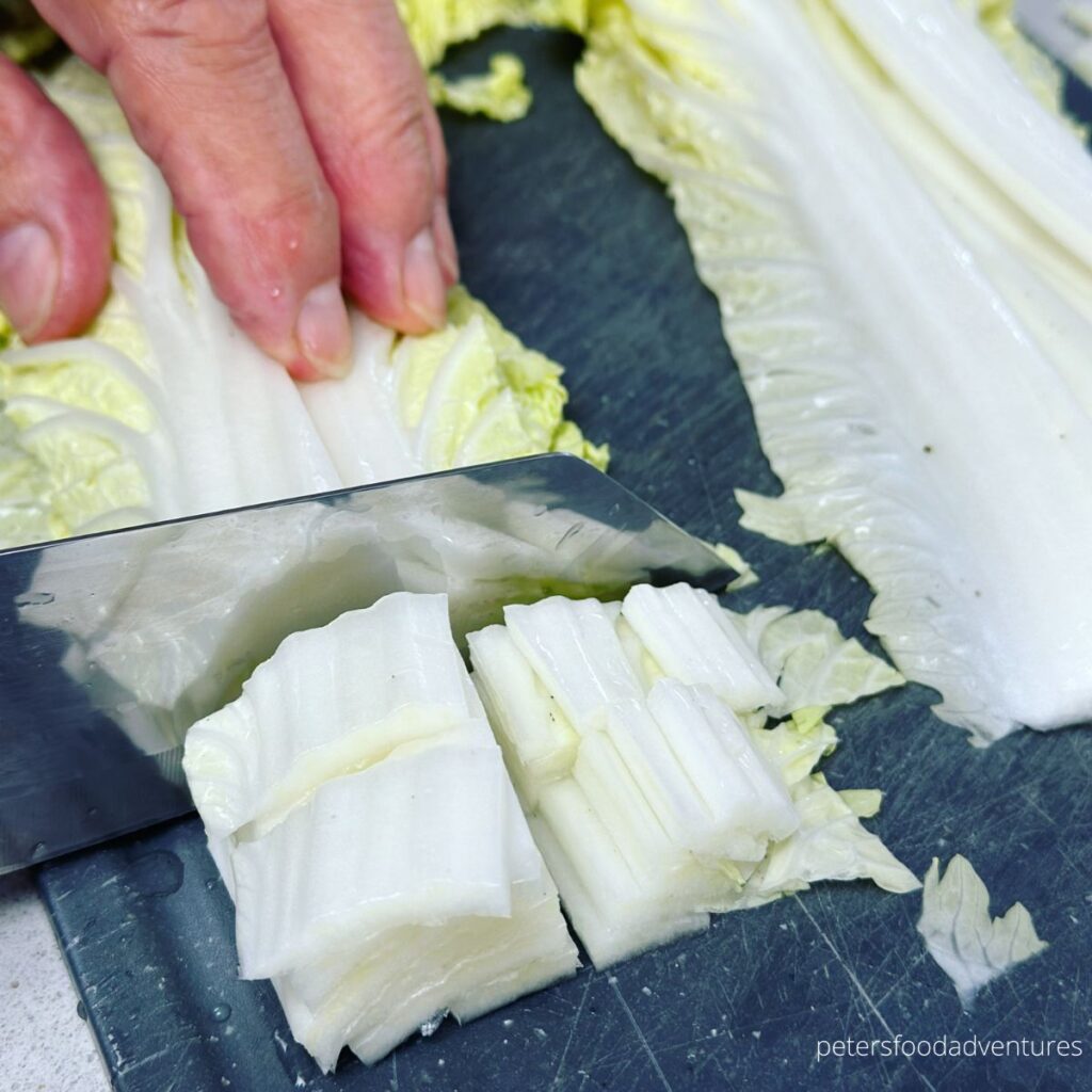 slicing Chinese cabbage