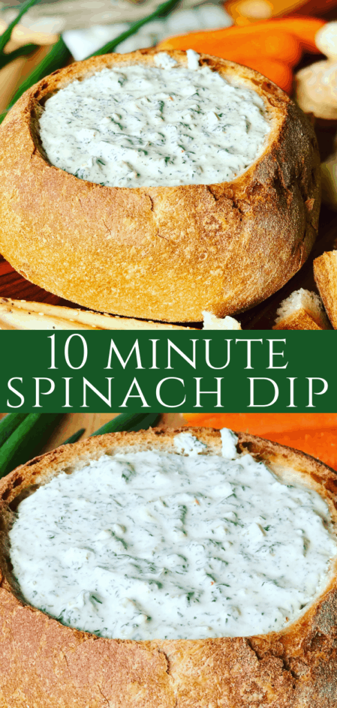 10 minute spinach dip pinterst pin