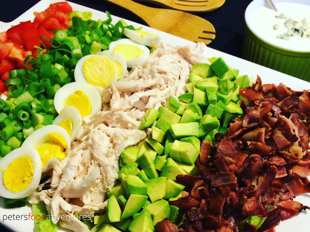 cobb salad layered with ingredients