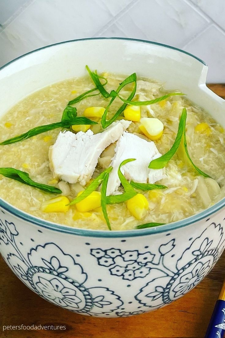 bowl of Chinese chicken corn soup