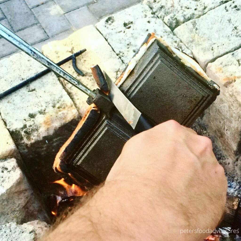 cutting excess bread