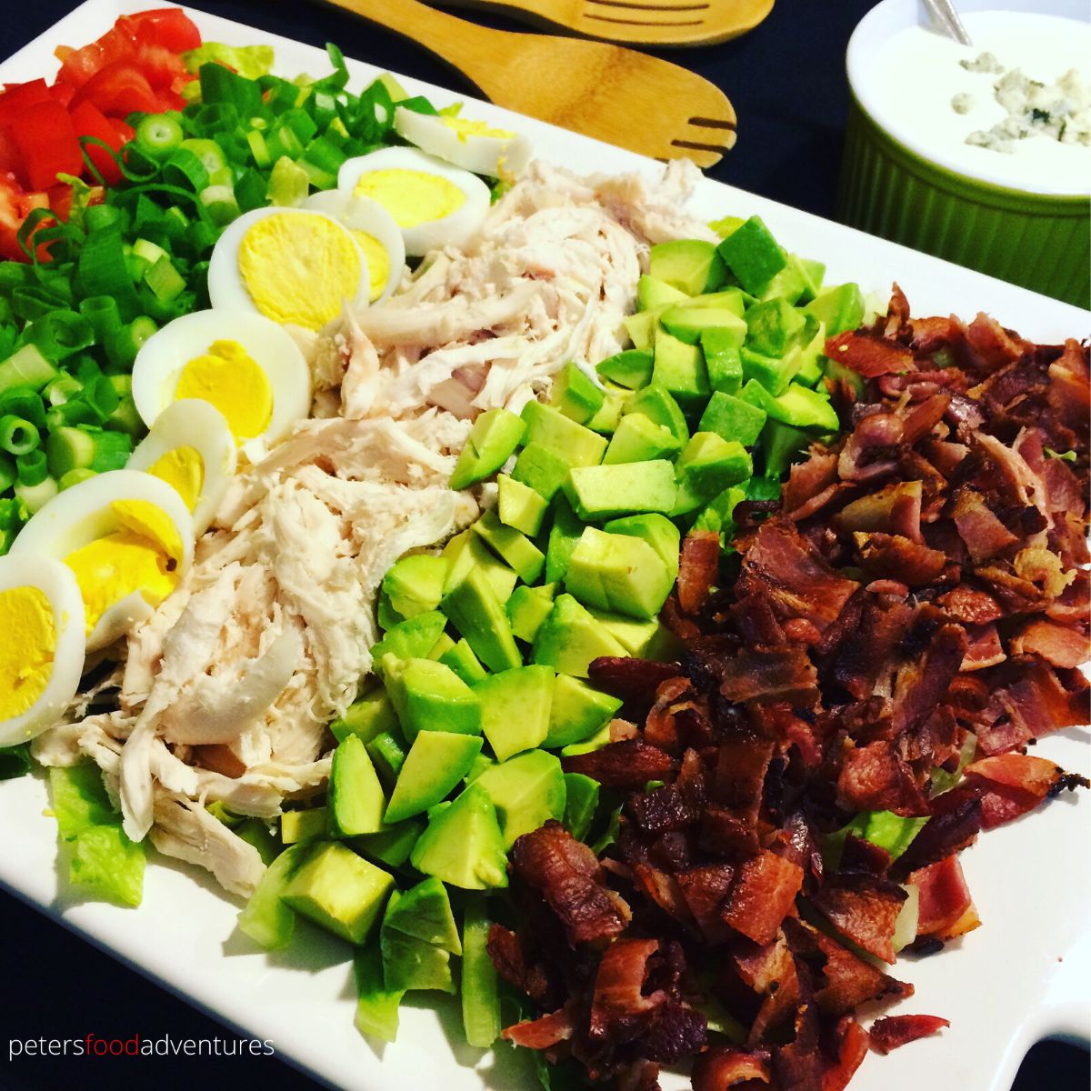 cobb salad layered with ingredients