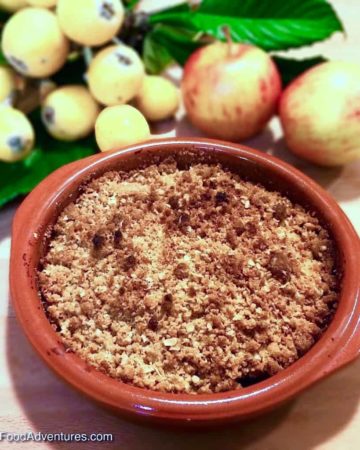 Loquat Apple Crumble also known as Japanese Plum, is a recipe that's easy to make and a delicious. A great way to use up an abundance of fruit