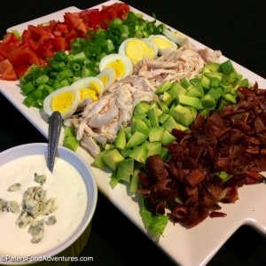 This recipes a keeper! Packed with vegetables, bacon and time saving Bbq roast chicken! Plus an amazing Bleu Cheese Dressing Recipe! Easy Cobb Salad Recipe