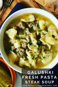 Fresh Pasta Galushki Soup, pinched pasta pieces in an easy stew or dumpling soup. Hearty, rustic, filling and delicious. (Галушки - Суп с Галушками)