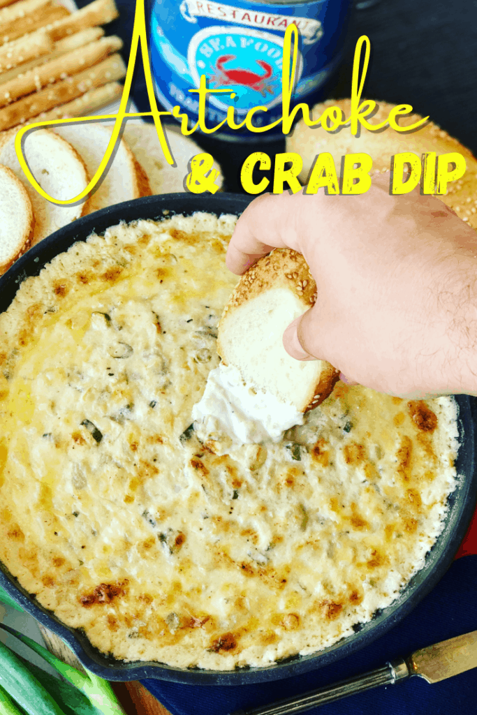 Hot Baked Crab and Artichoke Dip, Super Cheesy! Easy to make, leaving you wanting more. The perfect appetizer for party food! Artichoke and Crab Dip