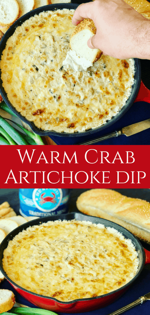 Hot Baked Crab and Artichoke Dip, Super Cheesy! Easy to make, leaving you wanting more. The perfect appetizer for party food!