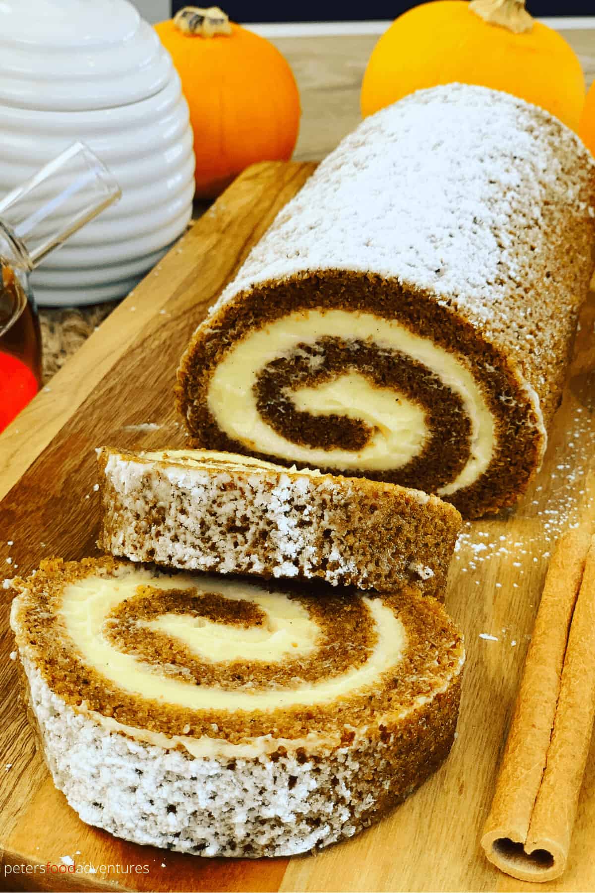 Pumpkin Roll is the perfect holiday treat for Thanksgiving or Christmas! A moist pumpkin Swiss Roll, made with pumpkin pie spice and covered in sweet cream cheese. A perfect holiday treat.