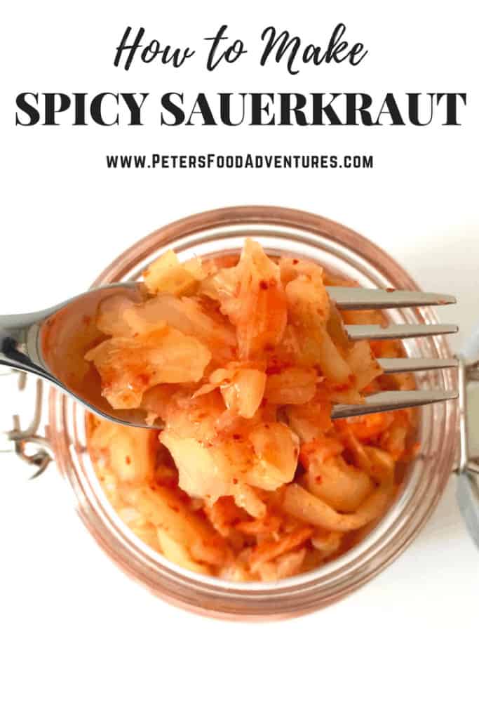 Naturally fermented cabbage and full of natural probiotics. Easy to make, a great boost to your immune system, with a spicy kick. Perfect with burgers! - Fermented Spicy Sauerkraut