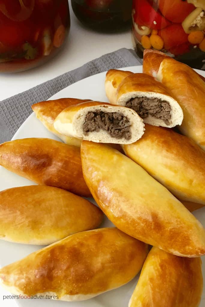 Baked Not Fried! A Classic Russian Meat Pie Stuffed with Ground Beef. Classic Oven Baked Pirozhki (Пирожки в духовке с мясом)