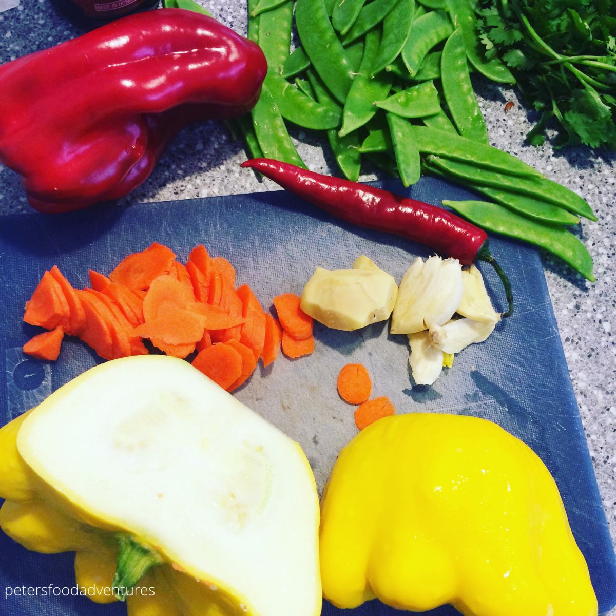 chopping vegetables for stirfry