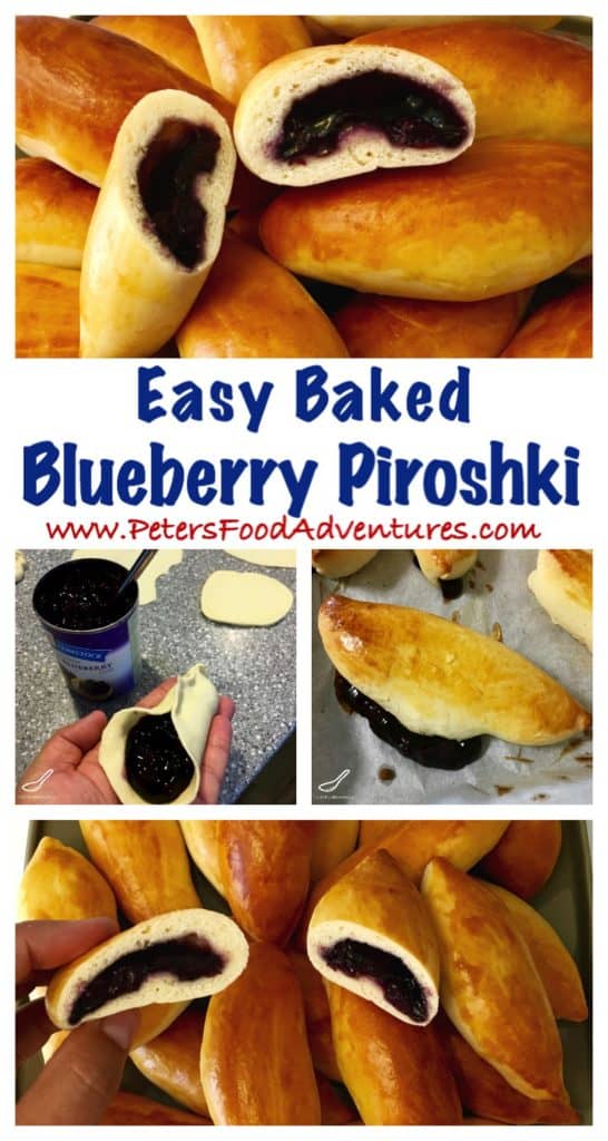 Baked Piroshki Not Fried! A Sweet Dough Russian Hand Pie Filled with Blueberries, made so much quicker with this easy bread maker yeast dough recipe, also with traditional sweet dough video instructions. Easy Baked Blueberry Piroshki (Пирожки в духовке с голубикой)