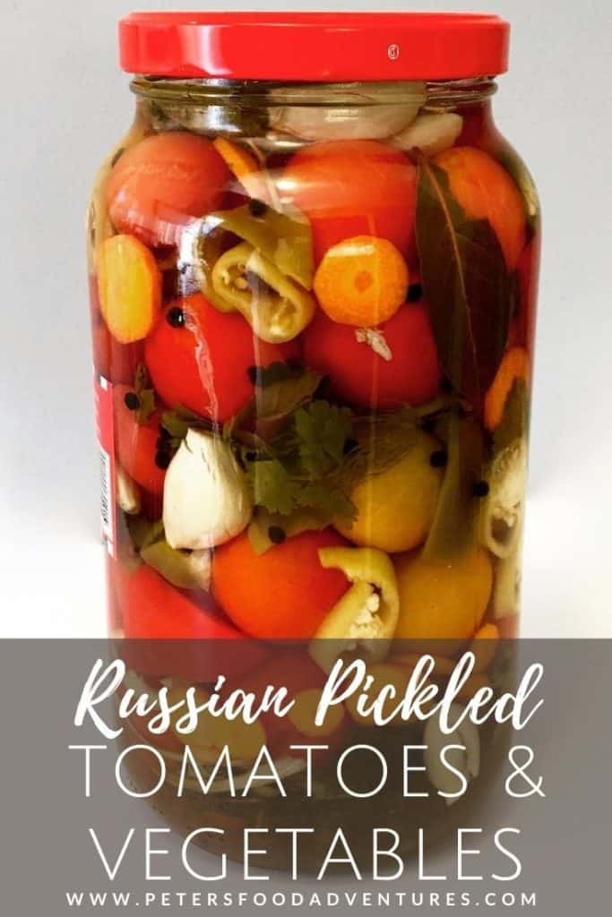 Pickled Tomatoes and Vegetables in a glass jar