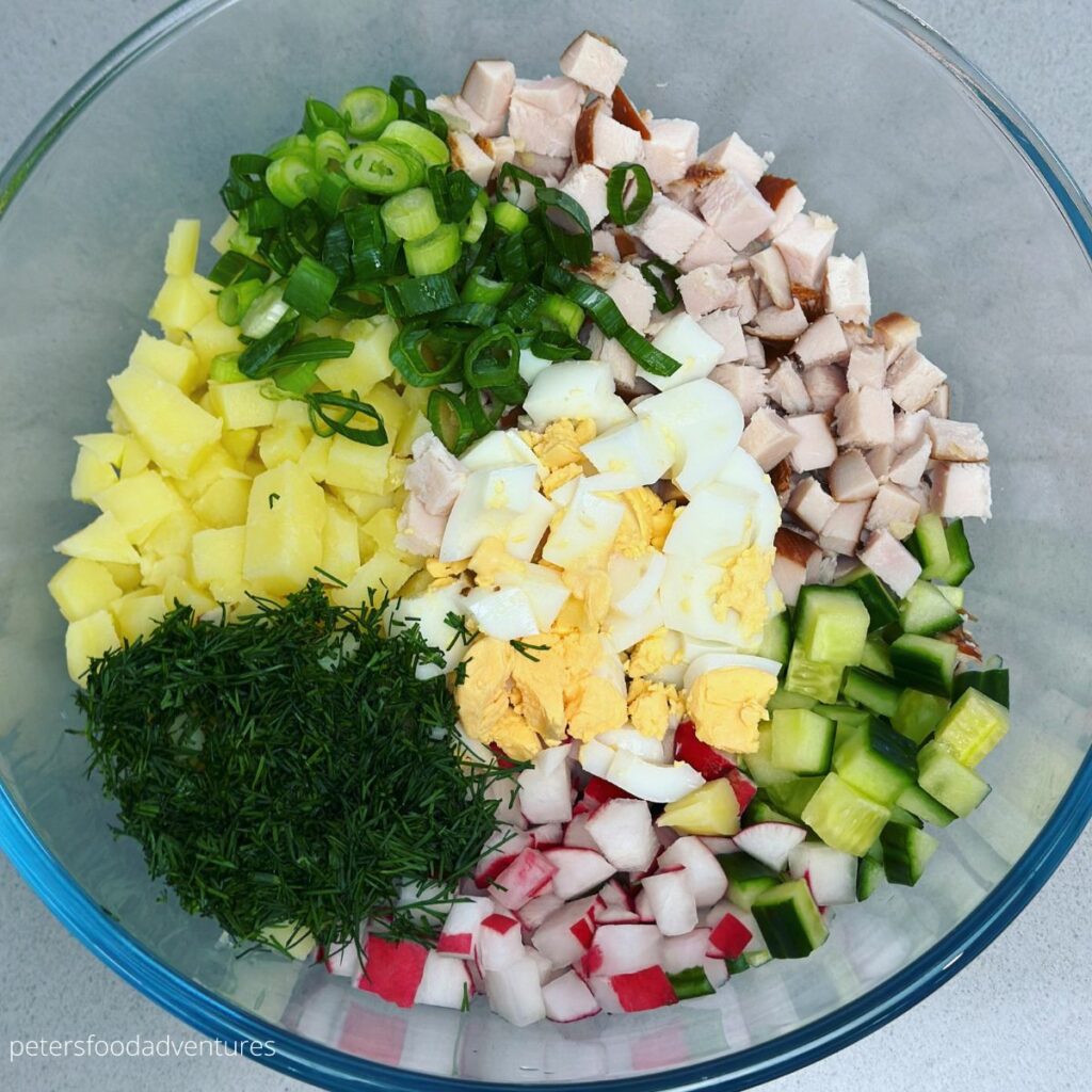 bowl of chopped vegetables