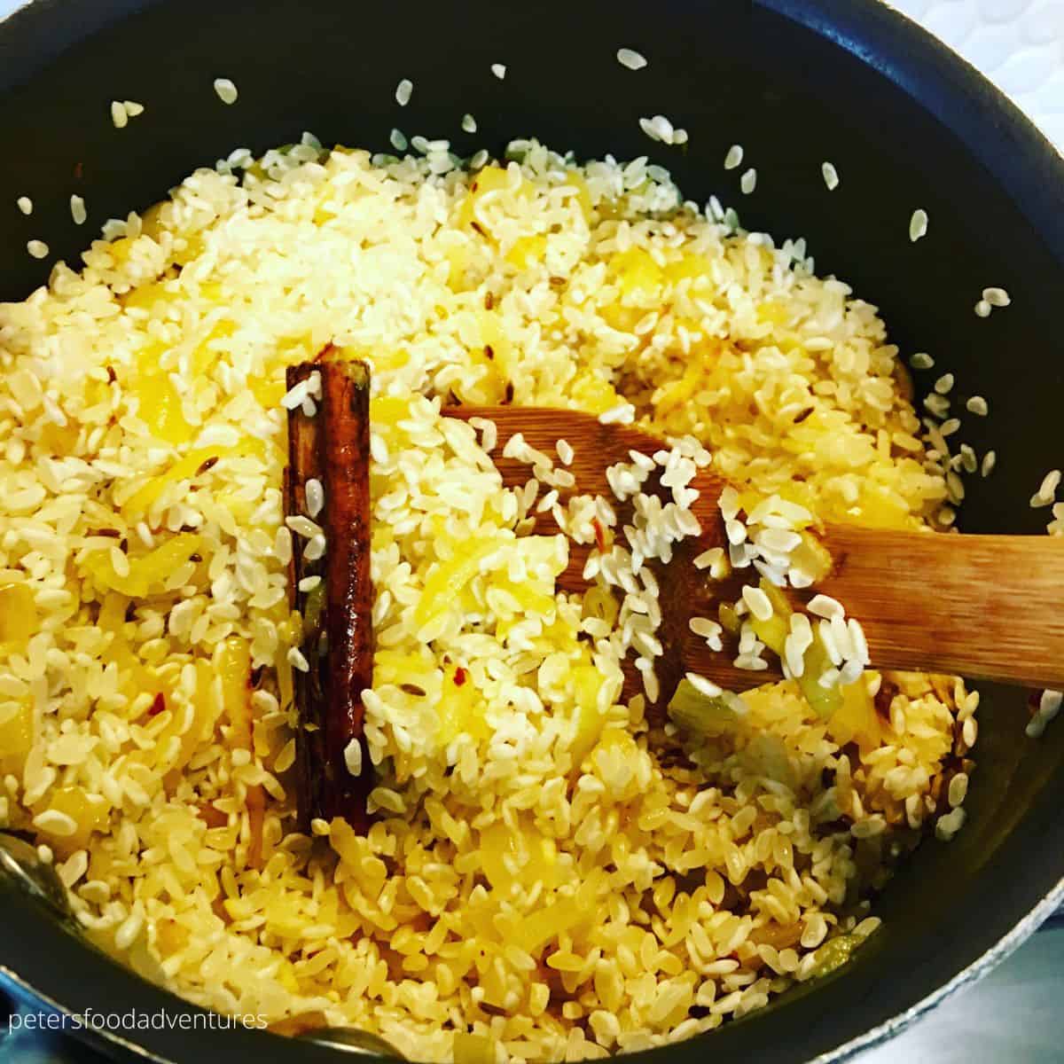 mixing indian rice
