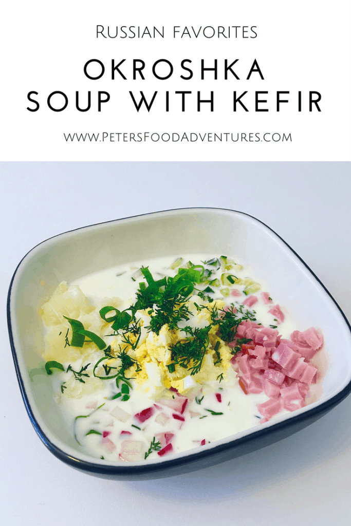A classic cold summer soup, like Gazpacho only Russian. Incredibly healthy, filled with vegetables and probiotics. Okroshka with Kefir (Окрошка с кефиром)