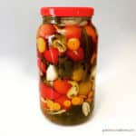 Enjoy your fresh, garden tomatoes by preserving them Russian-style. Pickled Tomatoes (солёные помидоры) with garlic and fresh herbs. I stuff extra vegetables between the tomatoes to make pickled vegetables too. These canned tomatoes are a staple year round.
