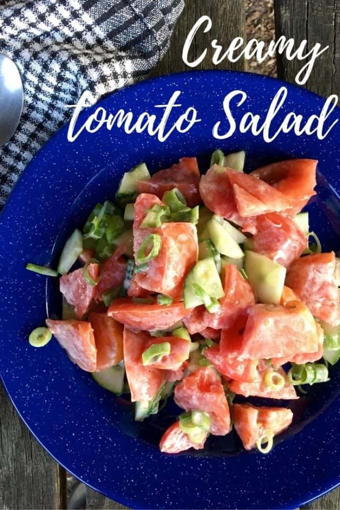 This Creamy Tomato Cucumber Salad is an easy rustic salad, made with tomatoes, green onions, cucumbers, dill and whipping cream. A tasty addition to your summer salad dinner recipes. (Салат из помидоров и огурцов)