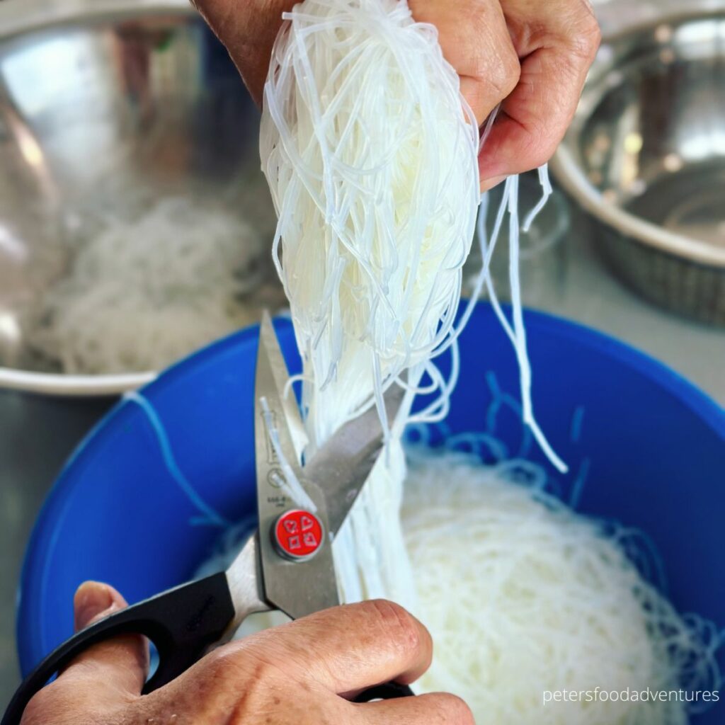 cutting glass noodles