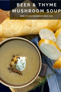 A thick and smooth mushroom soup with Portobello mushrooms, potatoes, beer and thyme - Mushroom and Beer Soup (Грибной Суп)