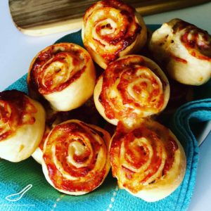 Ranch Ham & Cheese Rolls recipe using a yeast dough from a bread machine. No kneading, real yeast dough, easy recipe. Baked with ranch dressing for extra flavor boost!