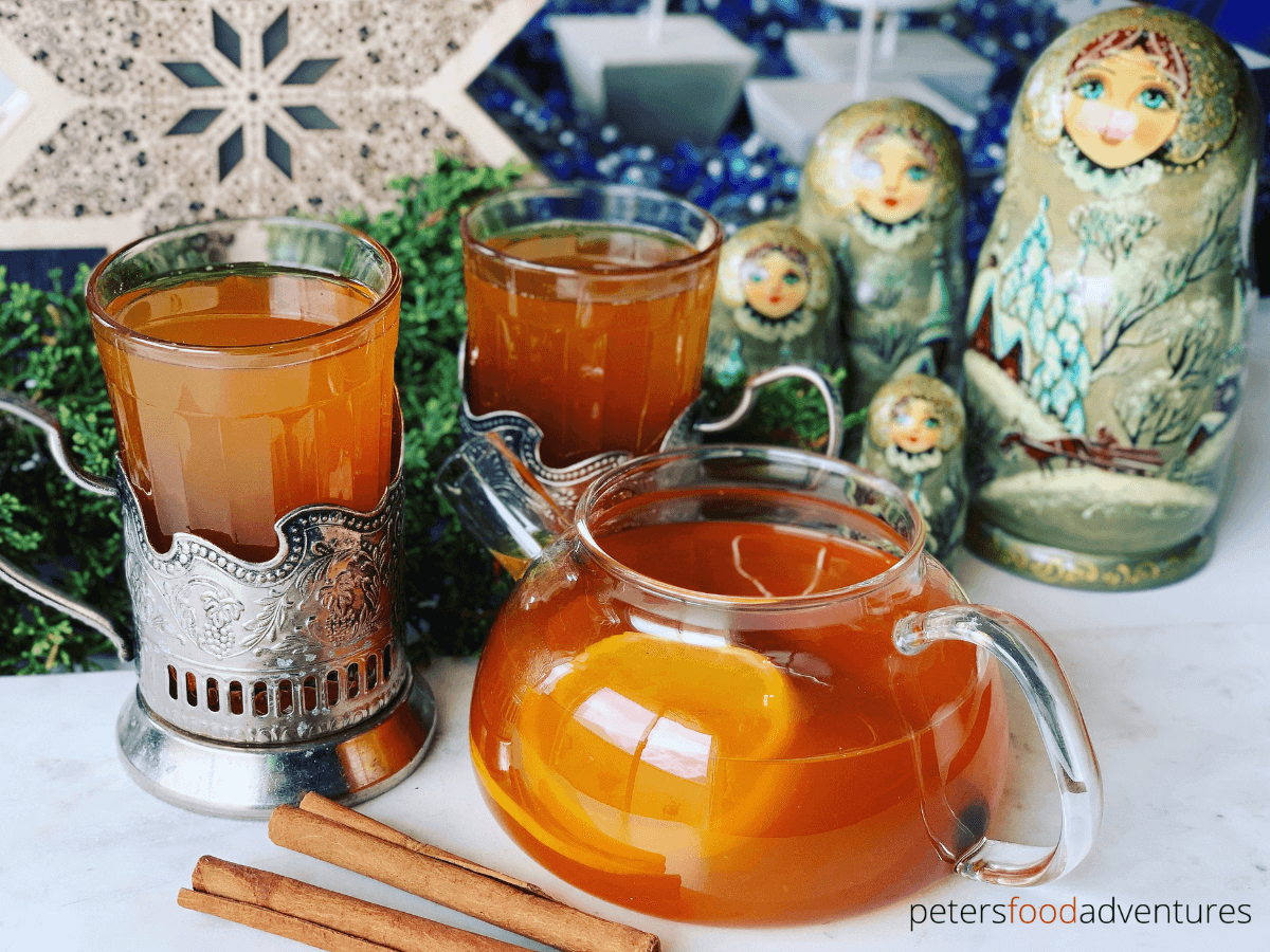 Russian Tea made from scratch, using real tea bags, oranges, lemons and spices. This delicious Orange spiced Russian tea recipe is easy to make and a winter treat - Spiced Russian Tea Recipe