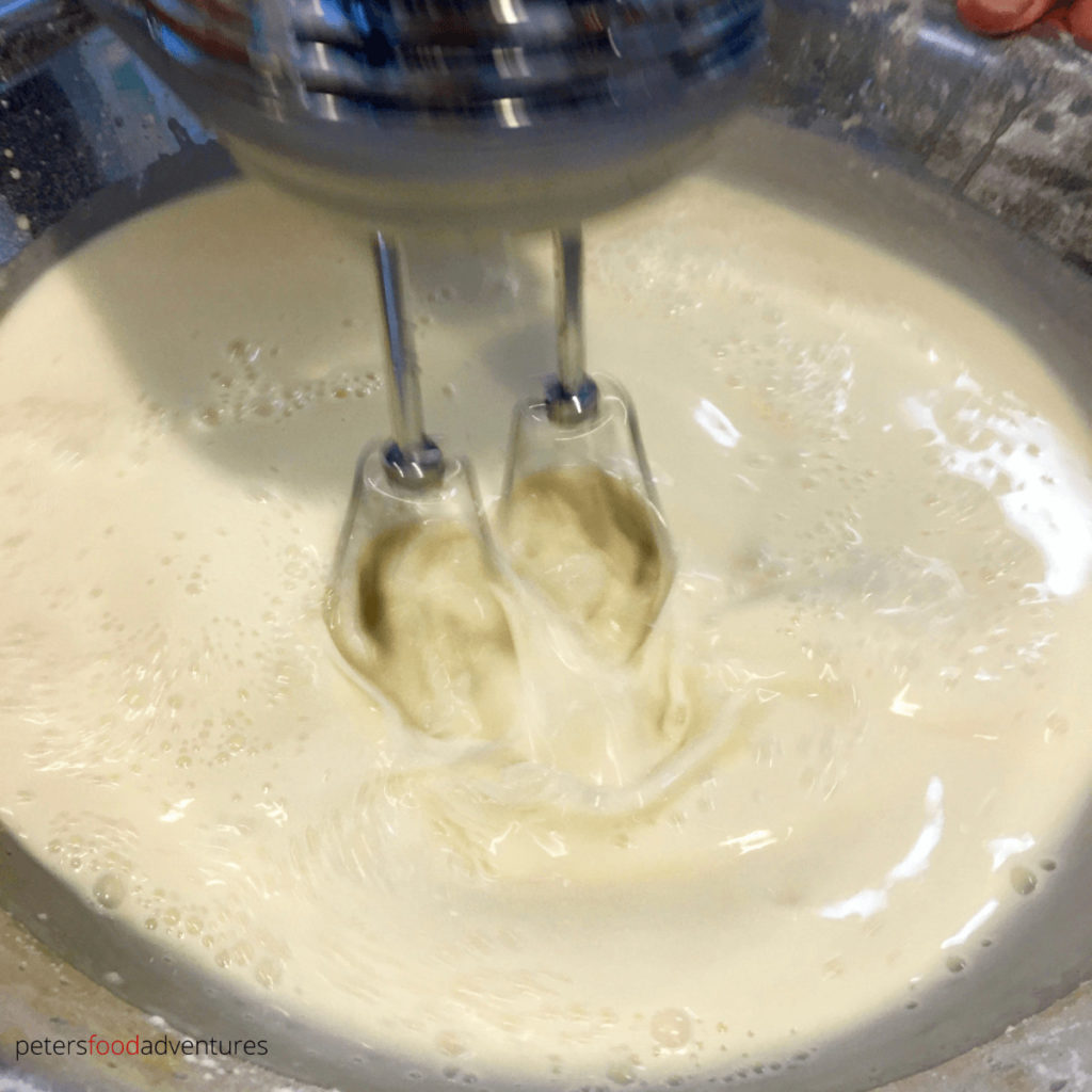 mixing blini batter with a blender