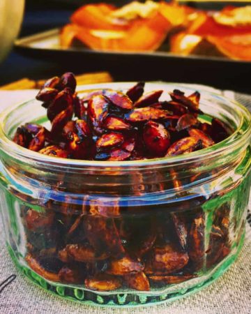 This sweet and spicy pumpkin seed recipe is a delicious snack with amazing health benefits - Sweet Chili Roasted Pumpkin Seeds