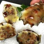 Grilled Oysters with bacon, worcestershire sauce topped with Havarti or Edam cheese, easy gooey appetizer - Grilled Oysters Kilpatrick with Cheese