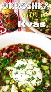 Okroshka is a cold summer soup, made with garden fresh seasonal ingredients, and Russian rye bread Kvass. A totally different take on cold summer soups: A Russian Classic.