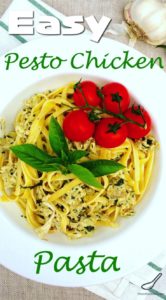 This recipe is great when you're in a hurry, and somehow have to make a delicious dinner appear quickly. Like magic. Easy Basil Pesto Chicken Recipe #supermom
