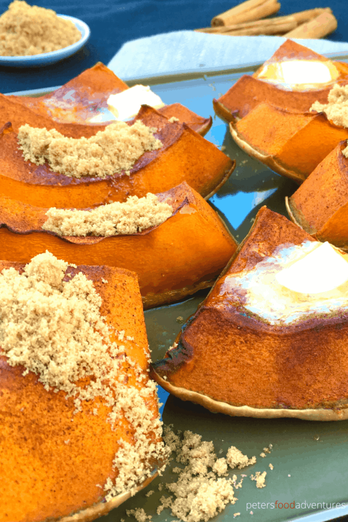 This is a rustic dessert from my childhood. When harvest was done, mom always baked pumpkin with butter and brown sugar, just in time for Thanksgiving season. Sweet Roasted Pumpkin - Cinnamon Roasted Pumpkin (тыква запеченная с корицей)