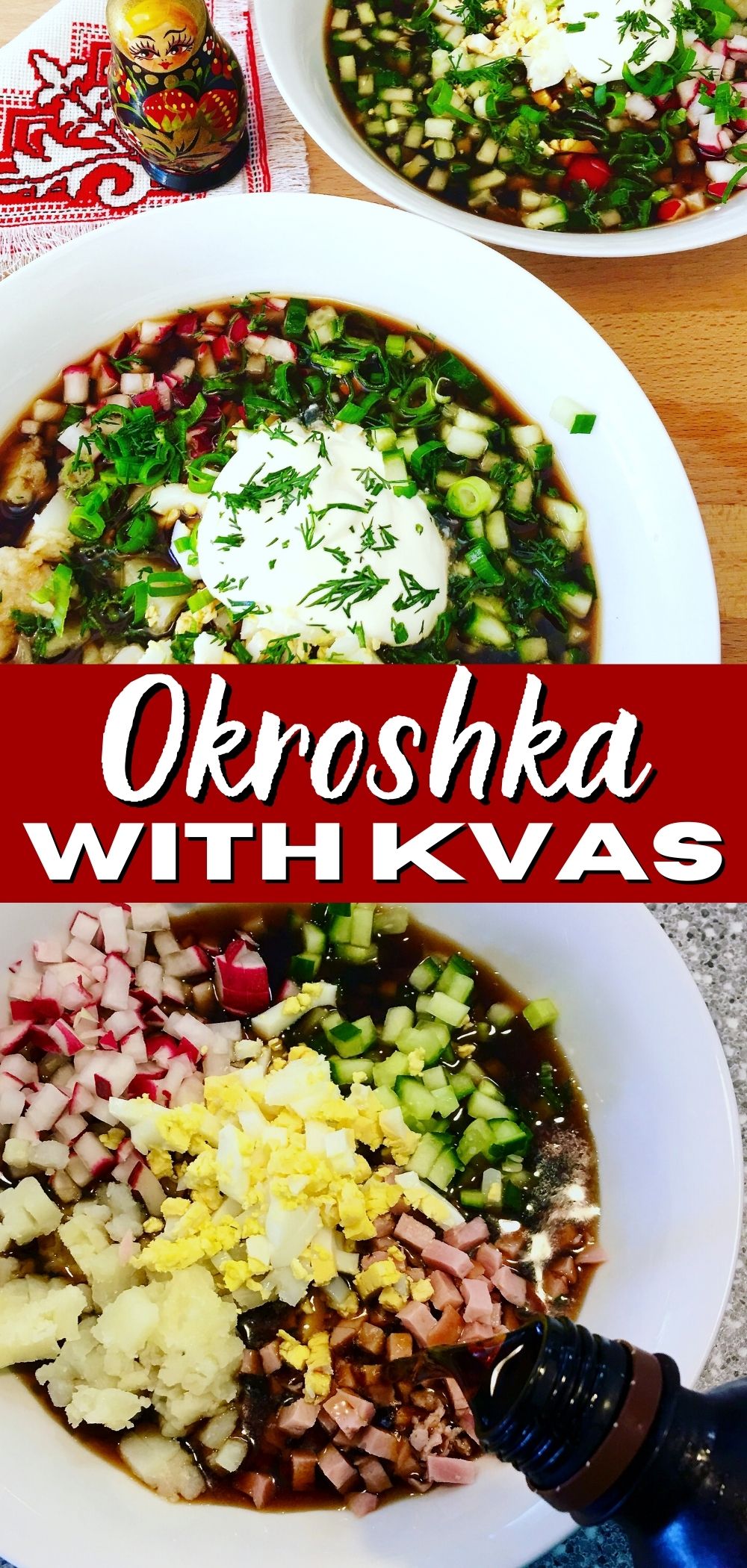 bowl okroshka with kvas pinterest pin